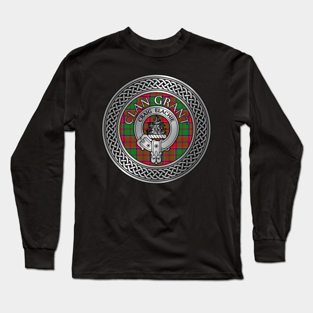 Clan Grant Crest & Tartan Knot Long Sleeve T-Shirt by Taylor'd Designs